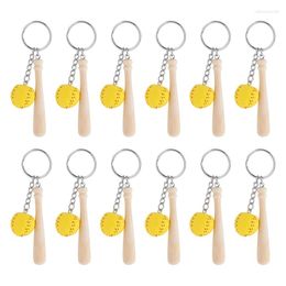 Keychains 12Pcs Wooden Baseball Bat With For MINI Softball Keyring Sports Keychain Team Gifts