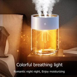 Humidifiers 2000ML Air Humidifier USB Ultrasonic Aromatherapy Essential Oil Diffuser With LED Lamp Triple Nozzle Heavy Fog Aroma Humidifiers