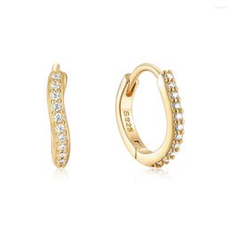 Hoop Earrings Simple Ins Style 925 Sterling Silver Earring Wavy Curved Moissanite Diamond Inlaid Classic Versatile Jewerly