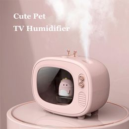 Appliances Creative TV Wireless Air Humidifier USB Rechargeable Ultrasonic Cool Mist Water Diffuser with LED Light Cute Pet Humidificador