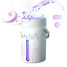 Speakers 1000mL Mist Humidifier Diffuser with Bluetooth Speaker Colorful Light Quiet Humidifier Essential Oil Diffuser Auto Shutoff Top
