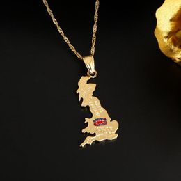 Pendant Necklaces Gold Color United Kingdom Map Necklace British Glasgow London UK Britain And Northern Ireland Jewelry