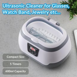 Appliances 600ML Ultrasonic Bath Cleaner Household Jewellery Ultrasonic Cleaning Machine Wash Denture Jewellery Watch Manicure Nail Tools