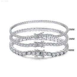 Custom Wholesale Designer Gold Plating Luxury Bracelet 2mm 3mm 4mm 925 Sterling Silver Moissanite Diamond Tennis Bracelets