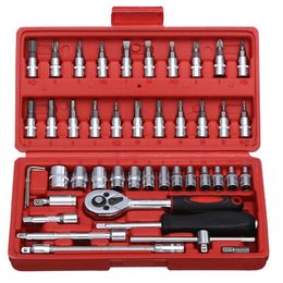 Contactdozen Jewii 46 Pcs Socket Wrench Set Sleeve Ratchet Wrench Assembly Tool Household Repair Tools Automotive Machinery Repair