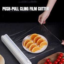 Organisation Punchfree Fixing Food Wrap Dispenser Cutter Foil Cling Film Wrap Dispenser Plastic Sharp Cutter Storage Holder Kitchen Tool