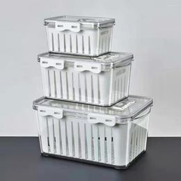 Storage Bottles Fridge Crisper Stackable Good Seal Scallion Hollow Out Food Box Timer Vegetable Kitchen Supplies