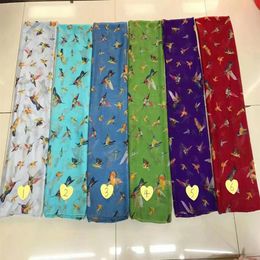 New Fashion Cute Humming Bird Print Scarf Women Animal Pattern Wrap Shawls Scarves Hijab 3 Color Whole 10pcs LOT299s