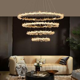 Chandeliers Modern Ring Crystal Led Pendant Lights Lustre Lamp Bedroom Living Dining Room Villa Indoor Lighting Decor Hanging Light Fixture