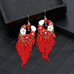 Dangle Earrings & Chandelier SUNSPICEMS Tassels Earring For Women Handmade Shell Flower Bohemia Long Wedding Drop Gypsy Bridal Gift Bijoux