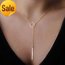 YongZe Lariat Latest Women Gold Long Thin Chain Bar Drop Delicate statement Necklace