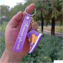 Key Rings Creative Mini Pvc Sneakers Keychains Birthday Party Gifts For Boys Girls Keychain Handbag Decoration Basketball Shoe Ring Dhusk