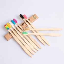 10 Colour Hotels Bamboo Toothbrush Wooden Rainbow Bamboos Toothbrushs Oral Care Soft Bristle Travel-Toothbrush T9I002307