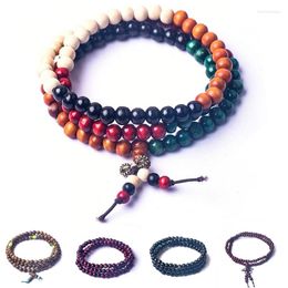 Strand Multi-layer Wood Prayer Beads Bracelets Natural Sandalwood Buddhist Buddha Unisex Men Woman Bracelet & Bangle Jewellery