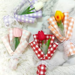 Decorative Flowers Mini Tulip Fake Bouquet Spring Party Artificial Hand Holding Valentine's Gift For Lovers Home Table Decoration