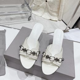 scarpe firmate donna Pantofole CAGOLE con tacco alto 6,5 cm Rivetto in metallo Outdoor Vera pelle Consegna gratuita EU40