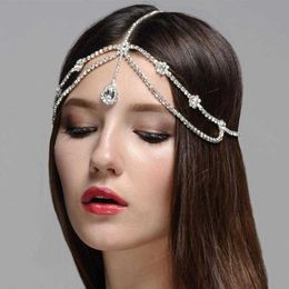 Bling Crystal Hair Clip New Fashion Hair Pin Drop Flower Hairband Diamond Forehead Bridal Wedding Barrette Hairdressing Accessories Head Wear Headdress Jewellery