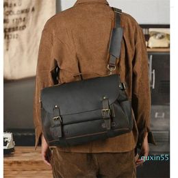 Briefcases Messenger Bag Thick Leather Man Crossbody Shoulder Men Business Sling Bags Male Briefcase Office