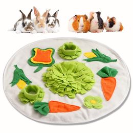 Supplies Guinea Pig Foraging Mat Round Rabbit Snuffle Mats Small Animal Sniffing Pad Puzzle Treat Dispenser for Bunny Chinchillas Ferrets