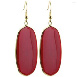 Dangle Earrings TUMBEELLUWA Red Crystal Glass Oval Drop Charm Gold Colour Hooking Jewellery For Women