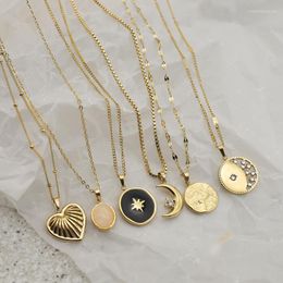 Pendant Necklaces Ins Necklace Stainless Steel Non Fading Natural Stone Enamel Fashion Sweet Clavicle Chain Neck Jewellery Gift