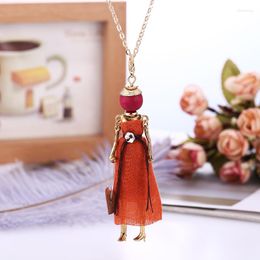 Pendant Necklaces Bohopan Fashion Elegant Doll Necklace For Women Orange Dress Alloy Pendants Chain Quality Sweater Jewellery Accessories