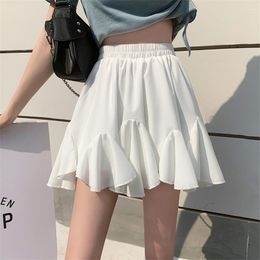 Skirts Short Skirt Female White Half-length Summer High-waist All-match Pleated Is Thin Fishtail