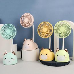 Fans Cartoon Mini Table Fans Mute Student Portable Desktop Mini Fan USB Macarone Rechargeable Desk Electric Fan