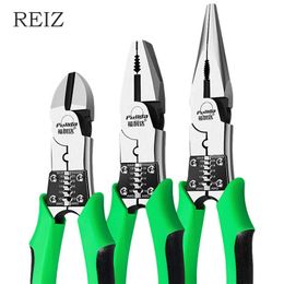 Screwdrivers REIZ Combination Pliers 79 Inch Wire Cutting Stripping Crimping Cable Cutter Long Nose Diagonal Cutter Multitool Hand Tool Kit