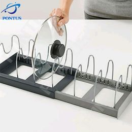 Organisation Pot Rack Expandable Stainless Steel Dish Storage Shelf Cutting Board Drying Cookware Rack Cabinet Holder Kitchen Accessories