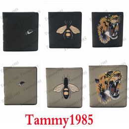 High quality men animal Short Wallet Leather black snake Tiger bee Wallets Women Long Style Purse card Holders come with gift box320S