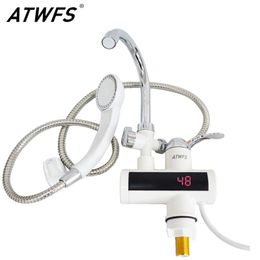 Heaters ATWFS Fast Heater Instant Tankless Water Heater Shower Faucet Electric Hot Water Heating Kitchen Heated Tap Temperature Display