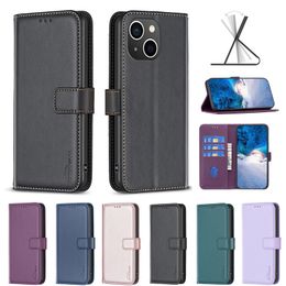 Plain PU Leather Wallet Cases For Iphone 15 14 Plus 13 Pro Max 12 11 XR X XS 8 7 6 Iphone15 Fashion Business Credit ID Card Slot Holder Flip Cover Purple Magnetic Phone Pouch