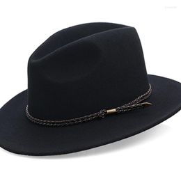Berets Waterproof Wool Hat Wide Brim Cowboy Felt British Retro Knight Unisex Fedora Hats Cloche HatBerets Pros22