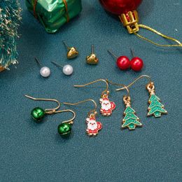 Stud Earrings Creative Fashion Christmas Tree Elk Santa Claus Snowman Bell Girl Year Jewellery Gift For Friends