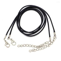 Chains 20PCS/50PCS Black Leather Adjustable Cord Chain Necklaces Pendant With Lobster Clasp String For Jewellery Making Accessories