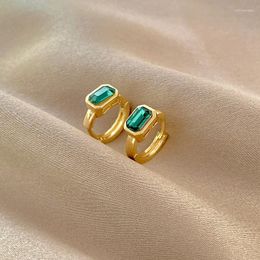 Hoop Earrings Women's Small Green Cubic Zircon Stone Tiny Copper Huggies Vintage Earring Accessories Round Circle Hoops