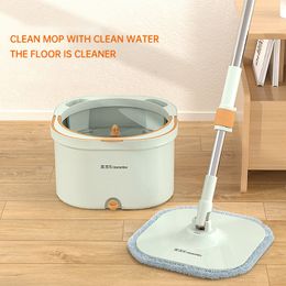 Mops Household Portable Rotary Mop Handle Pressure Absorbent Dry And Wet Dual-use Flat Mop Set 360-degree Rotatable Mop Cleaning Tool 230512