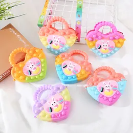 Rabbit Princess Coin Purse Heart-Shaped Silica Gel Crossbody Children Decompression Bubbles Package