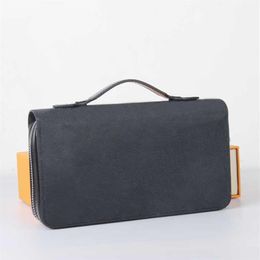 mens wallets single zipper mens wallet high quality black waterproof canvas Long Wallet card holder men handbag with orange box ca2903