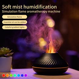 Appliances Volcano Aromatherapy Diffuser 7 Colors Flame Light Home Air Humidifier 130ML USB Room Fragrance Essential Oil Diffuser