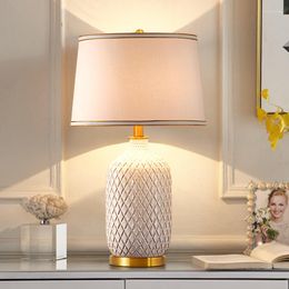Table Lamps American Retro Ceramic Lamp Bedroom Bedside European Simple Chinese Living Room Decorative