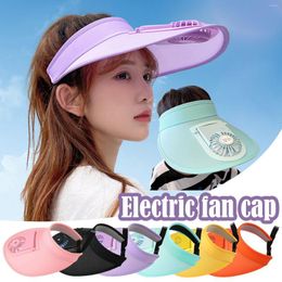 Wide Brim Hats Sun Hat Summer All-Match Charging Fan Fashion Trend UV Outdoor Protection Y Deportes Sunshade Sunscreen Ocio Cyclin T3U6