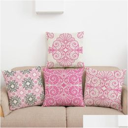 Cushion/Decorative Pillow Girls Pink Line Stitching Pattern Pillowcase Suitable Home Decoration Sofa Cushion Er Soft Comfortable Dro Dh5Sa