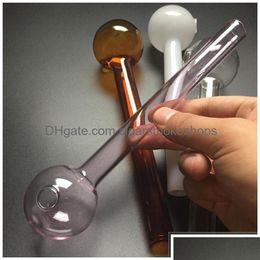 Smoking Pipes New 8Inch Big Oil Burner Glass With White Pink Brown Clear Thick Pyrex Bubbler Drop Delivery Home Garden Dhhjm