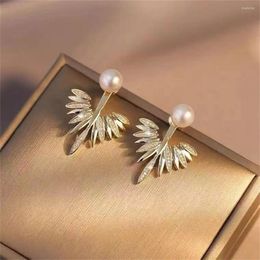 Dangle Earrings Luxury Women's Bohemia Rhinestone Feather Hanging Pearl Shiny Wedding Statement Party Jewellery Gifts