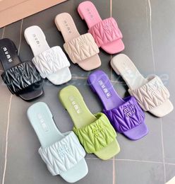 2023 new luxury nappa leather designer shoe platform slide woman outdoor shoe Home Flip Flops Casual Sandals Summer comfort flat slipper