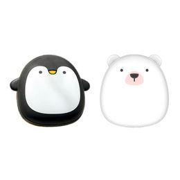 Heaters Cute Cartoon Penguin Polar Bear Electric Hand Warmers USB Rechargeable DoubleSide Heating Pocket Power Bank Warmer