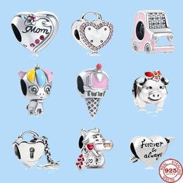 925 sterling silver charms for pandora jewelry beads Dangle NEW Key Lock Car Heart Clip Forever Always DIY