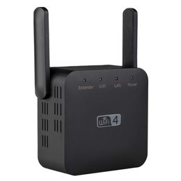 Black 300m wall repeater with WiFi extended wireless signal amplifier